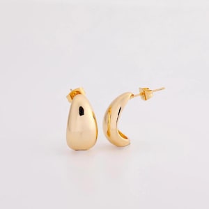 Teardrop Stud Earrings, 14K Gold Plated Chunky Waterproof Pair
