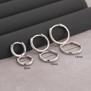 Waterproof Dainty Hoop Earrings, Mini Sterling Silver Hoops 6mm 8mm 10mm 12mm, Hypoallergenic Tiny Silver Hoop Set, Gift for Her