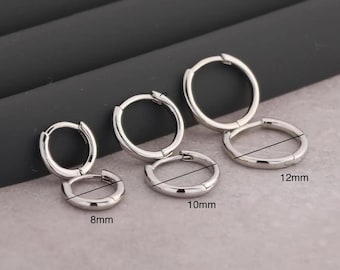 Waterproof Sterling Silver Dainty Hoop Earrings Set  Mini 6mm 8mm 10mm 12mm Hypoallergenic Tiny Silver Hoops for Sensitive Ears Gift for Her