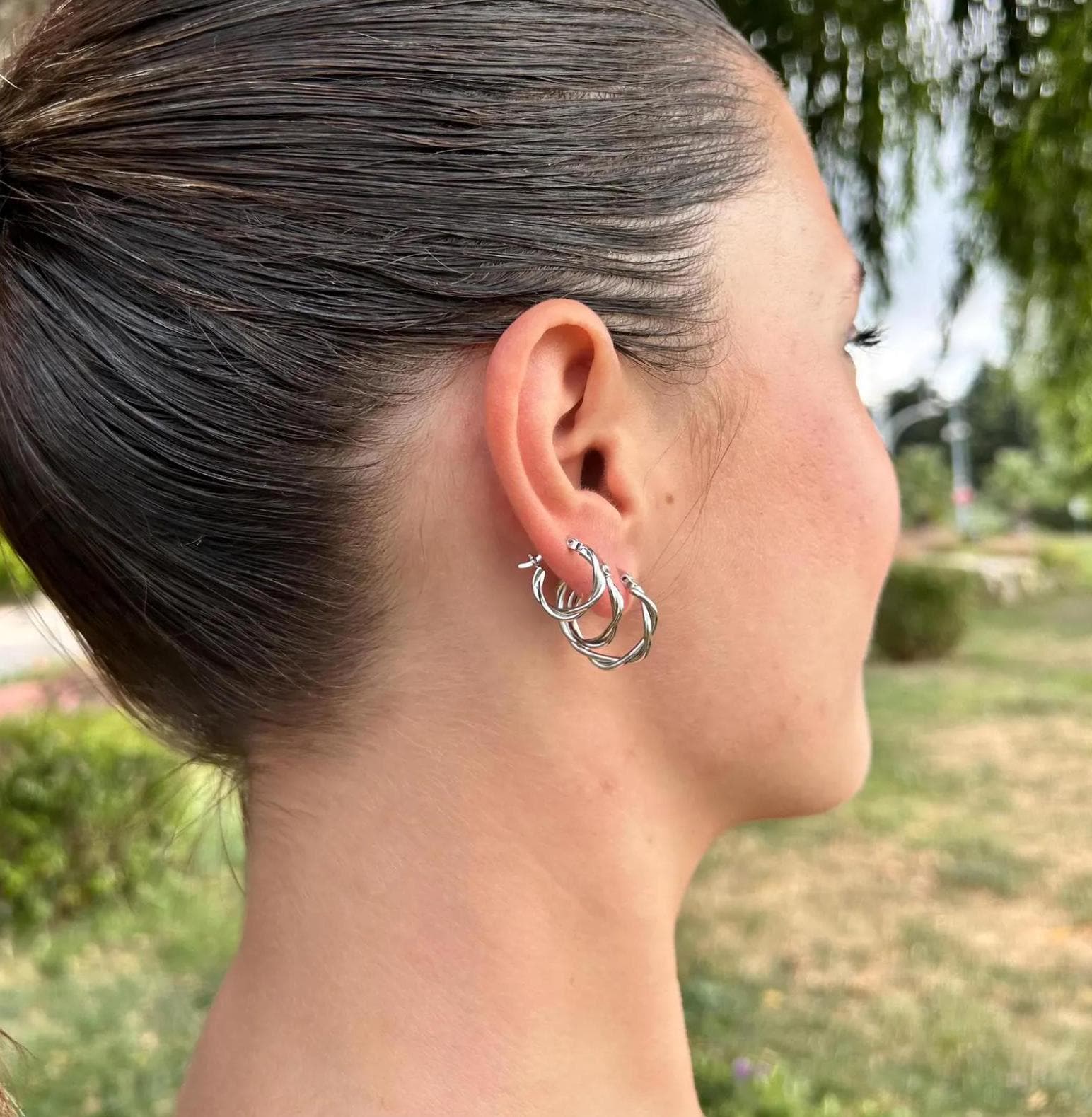 double twist earrings small hoops for double piercing
