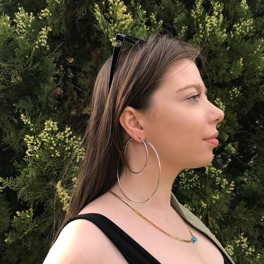 Kingsley Ryan gold plated 40mm hoop earrings in gold
