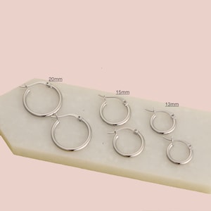 Small Hoop Earrings Silver Set, Hypoallergenic Silver Huggie Hoops for Men & Women, Small Hoop Earrings 13mm, 15mm, 20mm, Cartilage Earrings