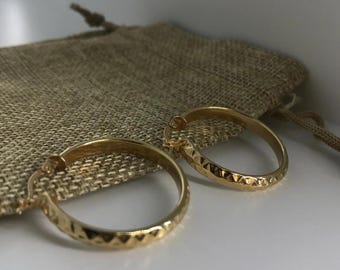 Chunky Gold Hoop Earrings, 18K Gold Plated Sterling Silver