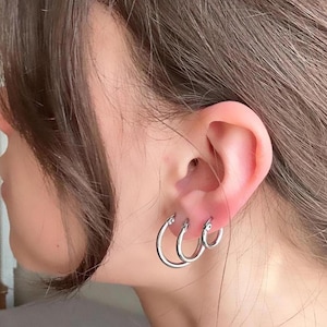 Small Silver Hoop Earrings – Hypoallergenic Huggie Hoops for Men & Women, Cartilage Earrings,13mm, 15mm, 20mm Hoop Earring, Best Friend Gift