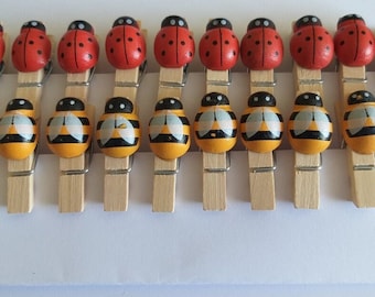 50pcs Mini IN Legno Artigianato Pioli 35mm Da Parete Foto Clip - Foto 7