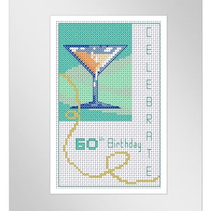 Borduurkaartenset - Vier de 60e verjaardag - kaartformaat 8 x 6 inch