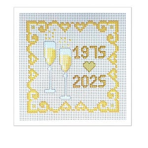 Borduurpakket, kaart 50e gouden bruiloft, kaart 6 x 8 inch.