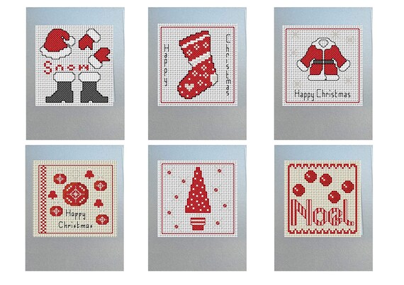 Cross Stitch Christmas Card Kit Silver Santa 6 Greeting - Etsy