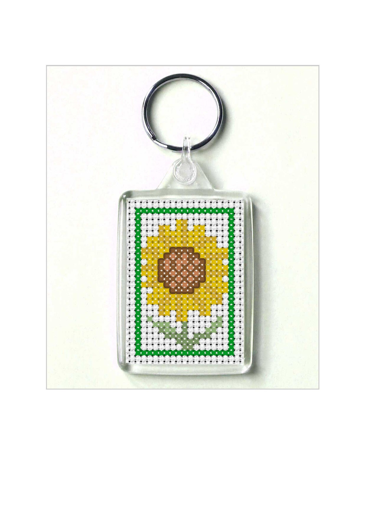 Cross stitch key ring kit, Sunflower, includes acrylic key ring