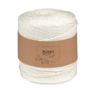 Corda Macrame 2mm x 860m 1,5 kg, corda in cotone riciclato a 3 strati per fai da te, corda Macrame intrecciata di BOHOrope