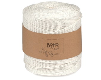 Cordon en macramé 2 mm x 860 m 1,5 kg, cordon en coton recyclé 3 épaisseurs pour le bricolage, corde torsadée en macramé par BOHOrope