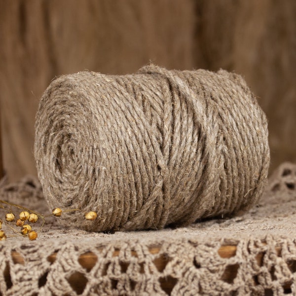 Corde en lin 4 mm x 100 mètres, corde en lin naturel de première qualité pour le bricolage, fournitures d'artisanat en macramé