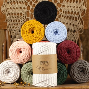 3 mm x 140 metri 0,5 kg, corda Macrame naturale, corda di cotone Macrame di cotone ritorto ritorto per DYI, appeso a parete, forniture artigianali Macrame