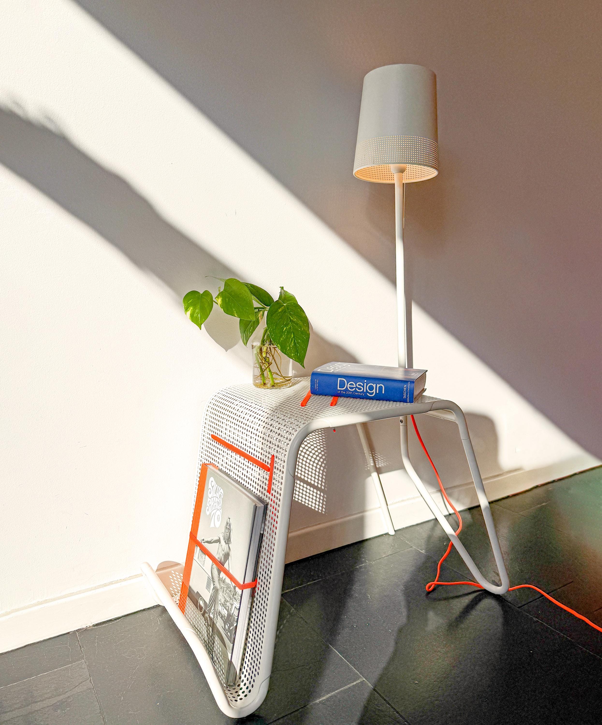 Vintage IKEA Side Table With Lighting and Magazine Compartment