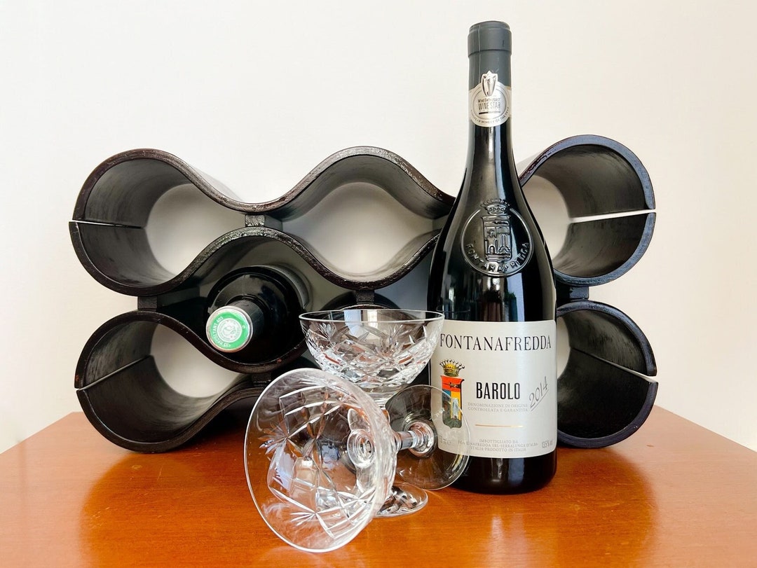 Vintage Wavy Plywood Wine Rack 1970s Scandinavian Design MCM Etsy