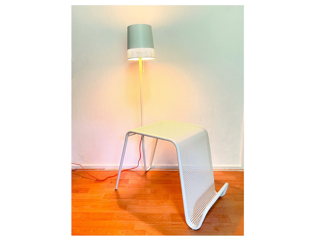 Vintage IKEA Side Table With Lighting and Magazine Compartment