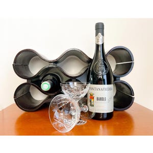 Vintage Weinregal aus gewelltem Sperrholz – 1970er Jahre – skandinavisches Design – MCM