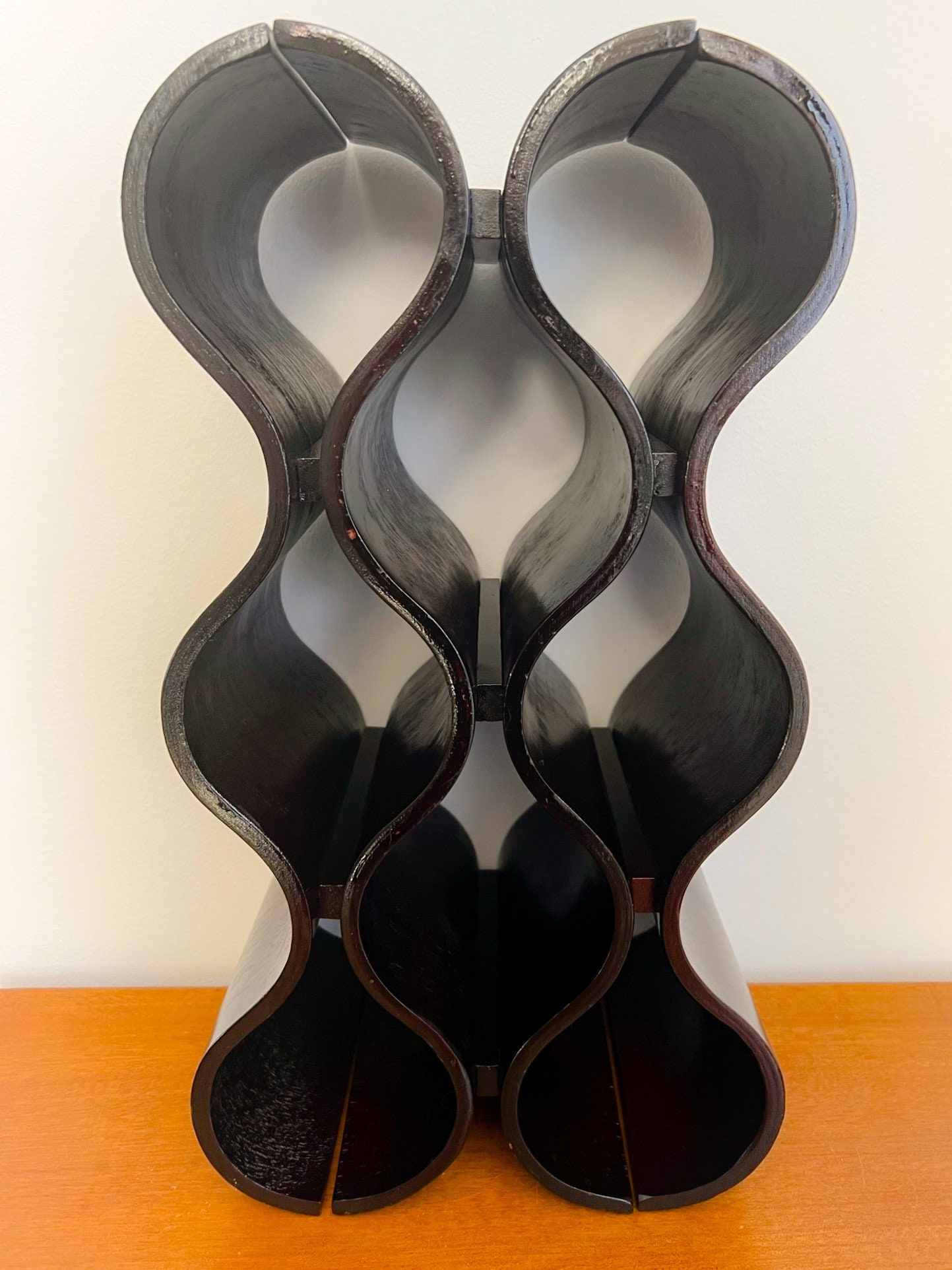 Curated visual reference: Visual Reference: Vintage Wavy Plywood Wine Rack 1970S Scandinavian Design