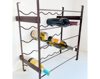 Vintage French wine rack - dark brown - HERBY France - stackable - 25 bottles - 60s