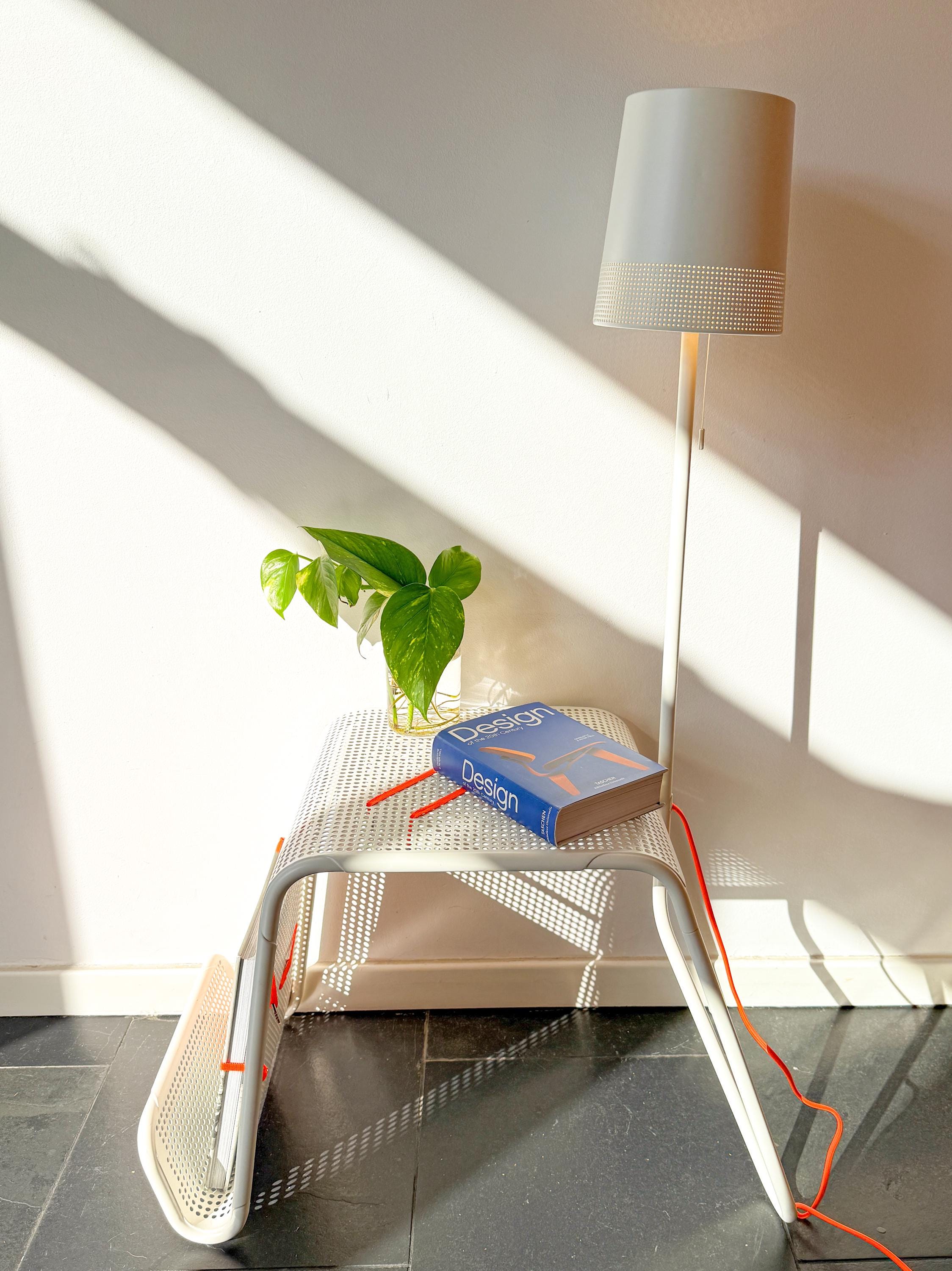 Vintage IKEA Side Table With Lighting and Magazine
