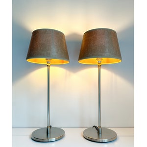 Pair of chic vintage table lamps - Dutch design - Mid Century - chrome & brass - model Tulip