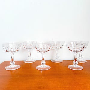 Vintage Cristal d&#39;Arques Durand - Set of 6 Pompadour champagne coupes - cocktail glasses - crystal - France stemware - barware