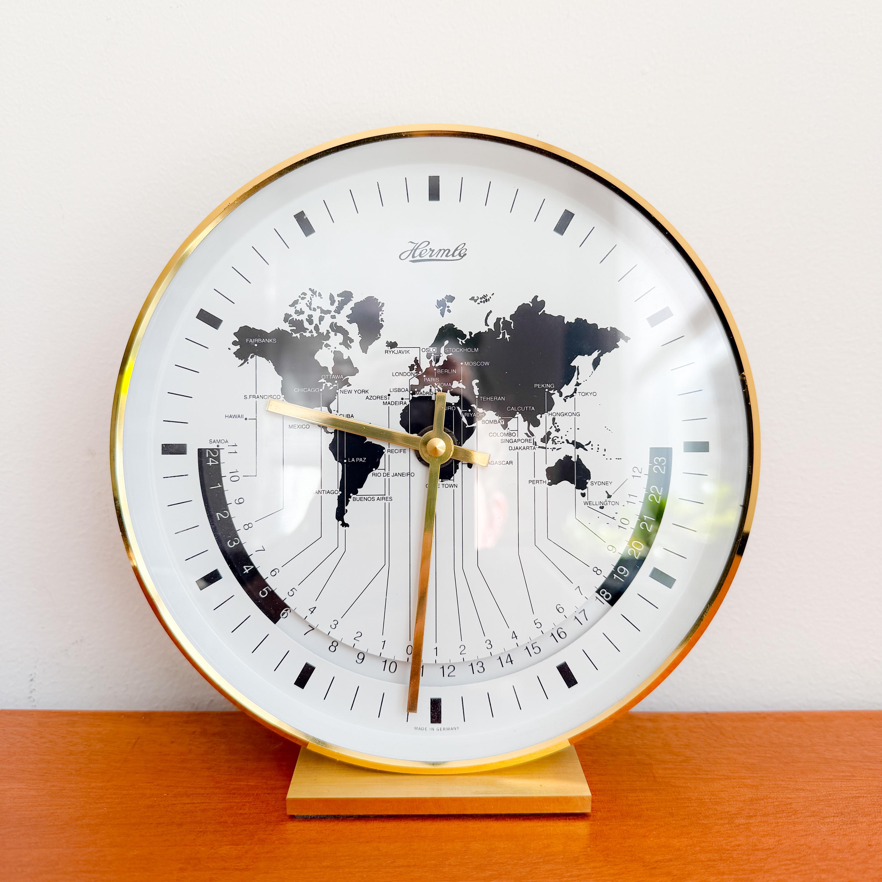 hermle 掛け時計　ポストモダン　ドイツ　ミッドセンチュリー　レトロ Vintage Hermle Iconic World Clock - Mint Condition - German Design