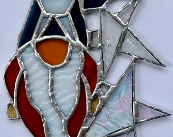 Gnome, July 4th, Stained Glass, Sun Catcher