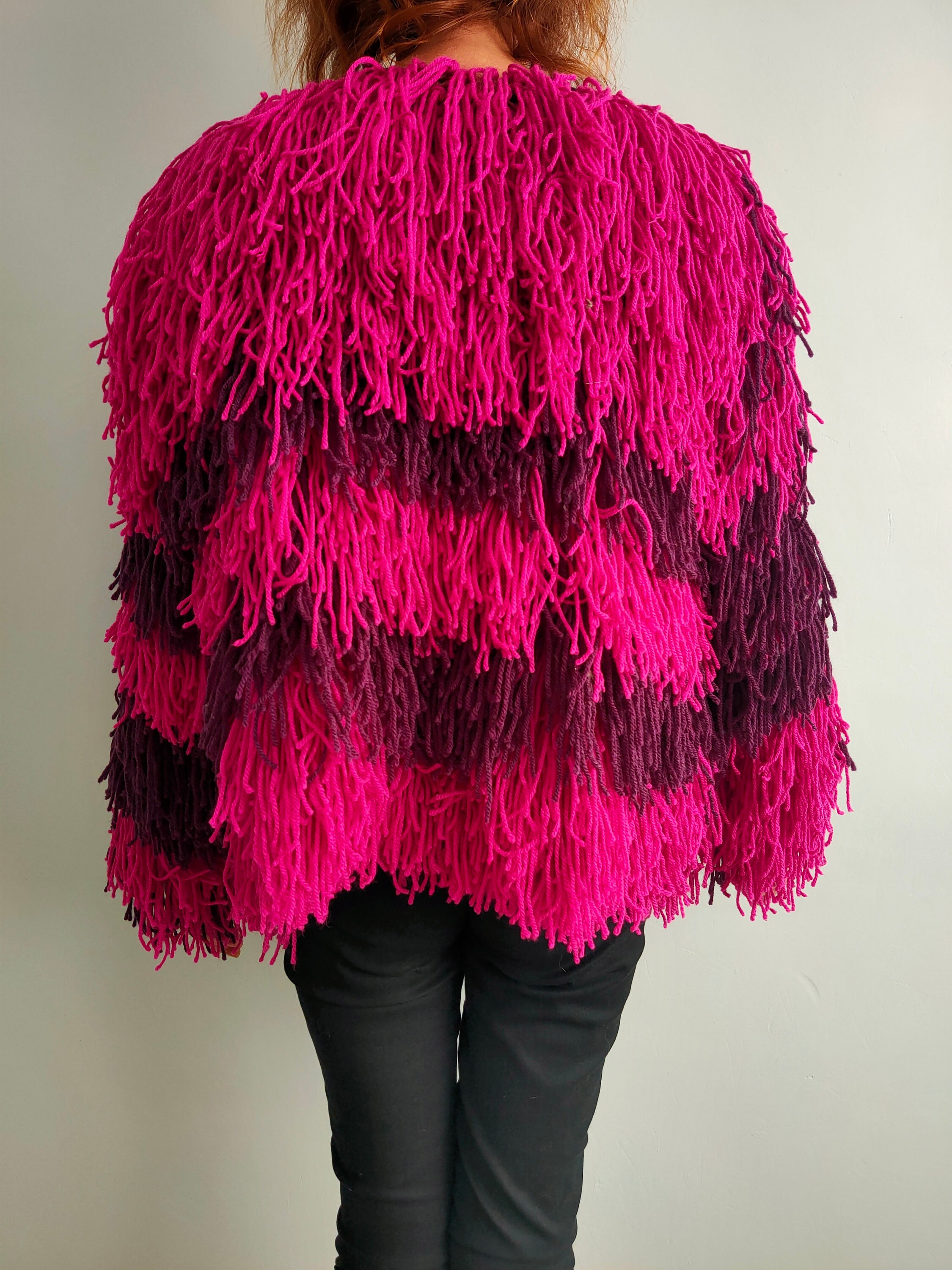 pink shaggy cardigan