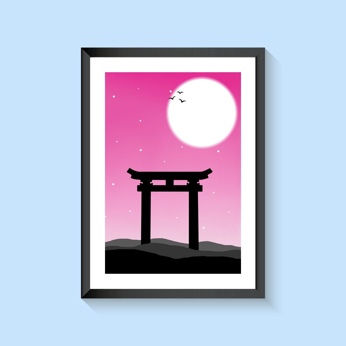 Illustration Paysage Encadrée Torii