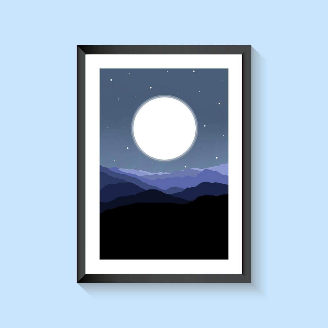 Illustration Paysage Encadrée Horizon Étoilé