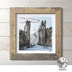 Illustrazione delle porte di Argonath / Tolkien / Terra di Mezzo / download digitale