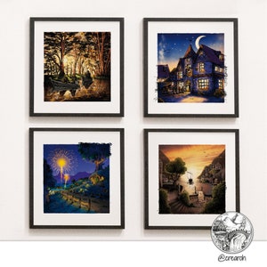Tolkien Set | Lorien, The Prancing Pony, Grey Havens and Bilbos Farewell Birthday Party | Middle Earth | digital download