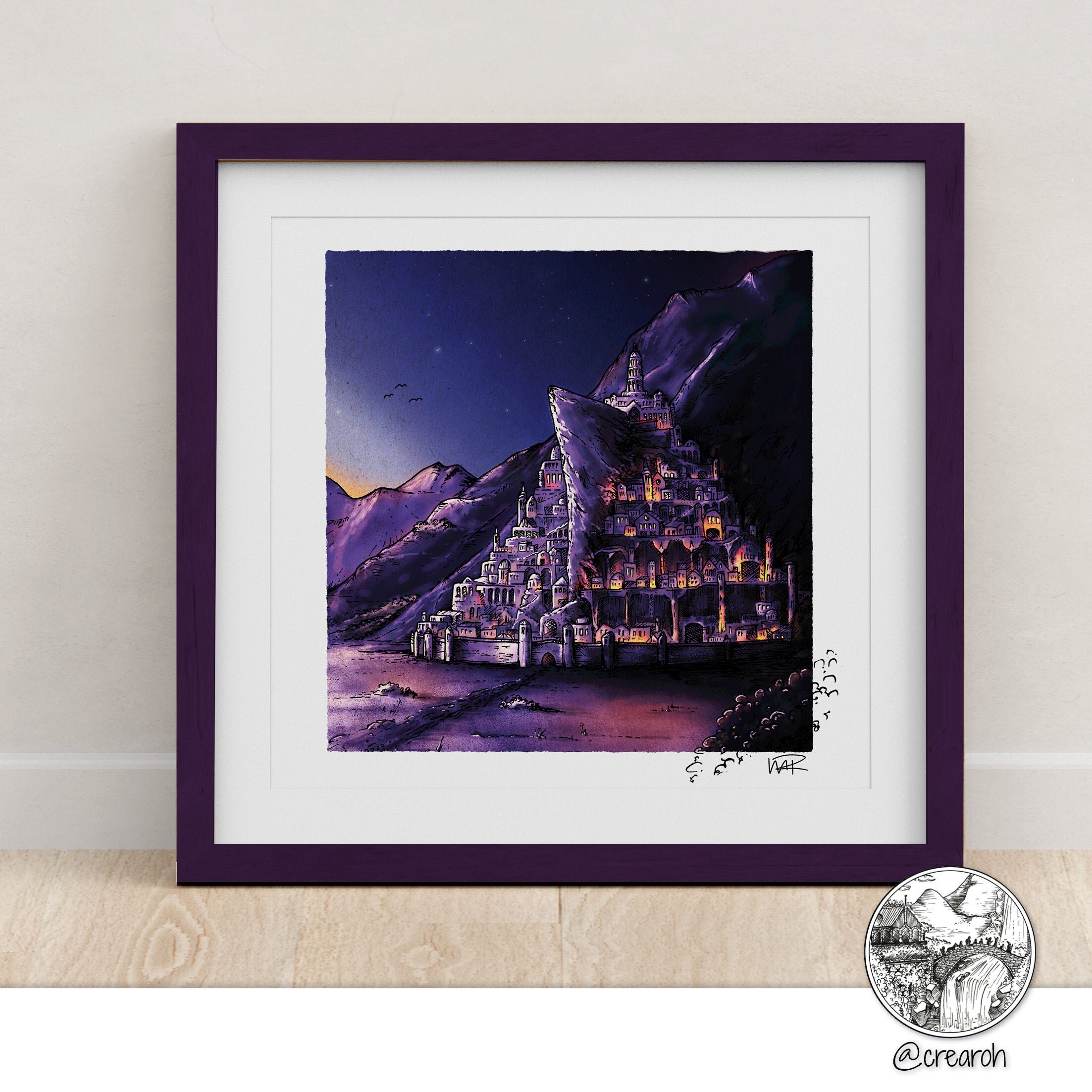 Minas Tirith gondor Illustration purple Version Tolkien 