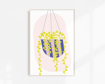 Funky String of Pearls Print | Plant Print | Wall Art | Colorful | Illustration | Bold | Wall Art | Home Decor | Print | Gift