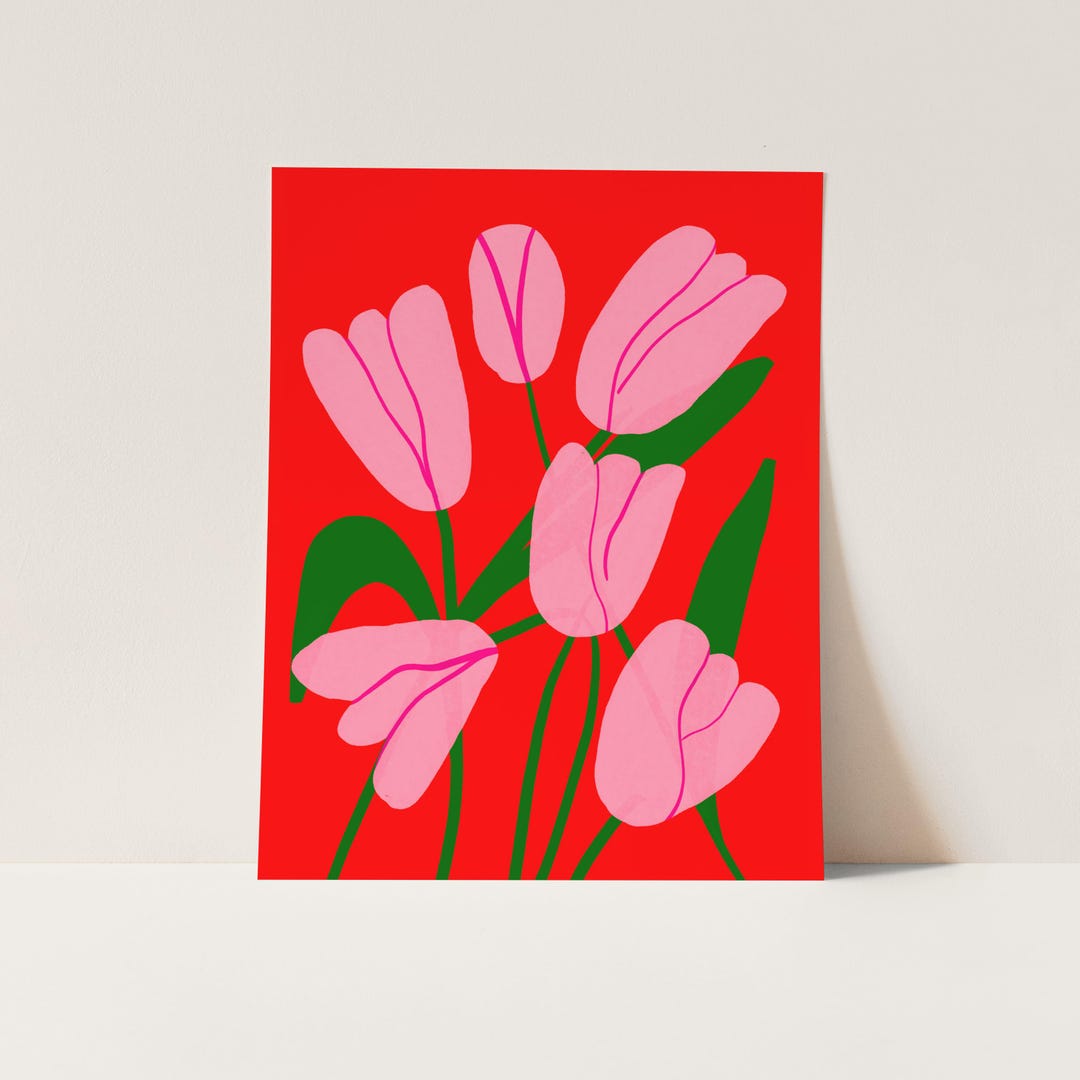 Tulips Print | Spring Floral Art | Illustration | Bold | Wall Art ...