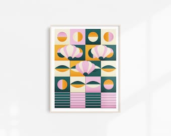 Geometric Blooms | Spring | Pattern | Colorful | Illustration | Wall Art | Home Decor | Print | Gift