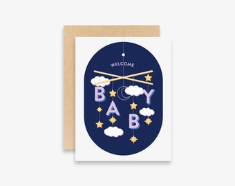 Welcome Baby Card | New Baby | Greeting Card | Colorful | Typography