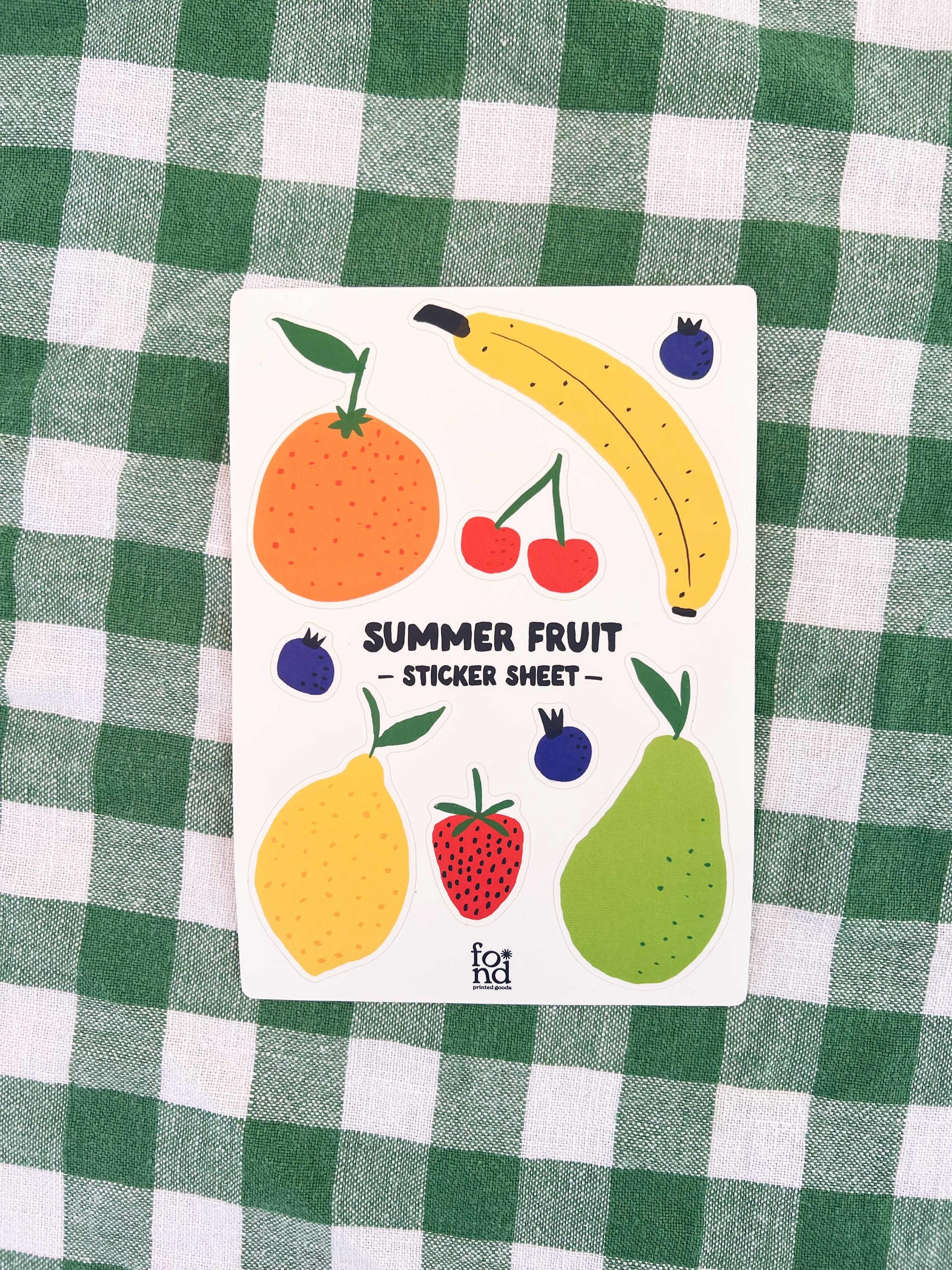 Summer Fruit Sticker Sheet | Stickers | Matte Stickers | Fruit Stickers