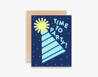 Time to Party! Card | Birthday Card | Greeting Card | Colorful | Typography