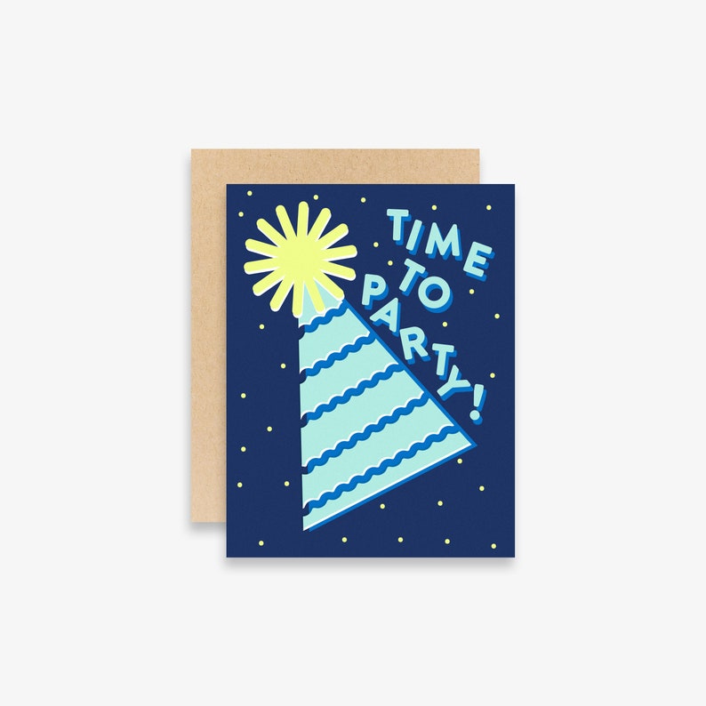 Time to Party Card Birthday Card Greeting Card Colorful Typography image 1