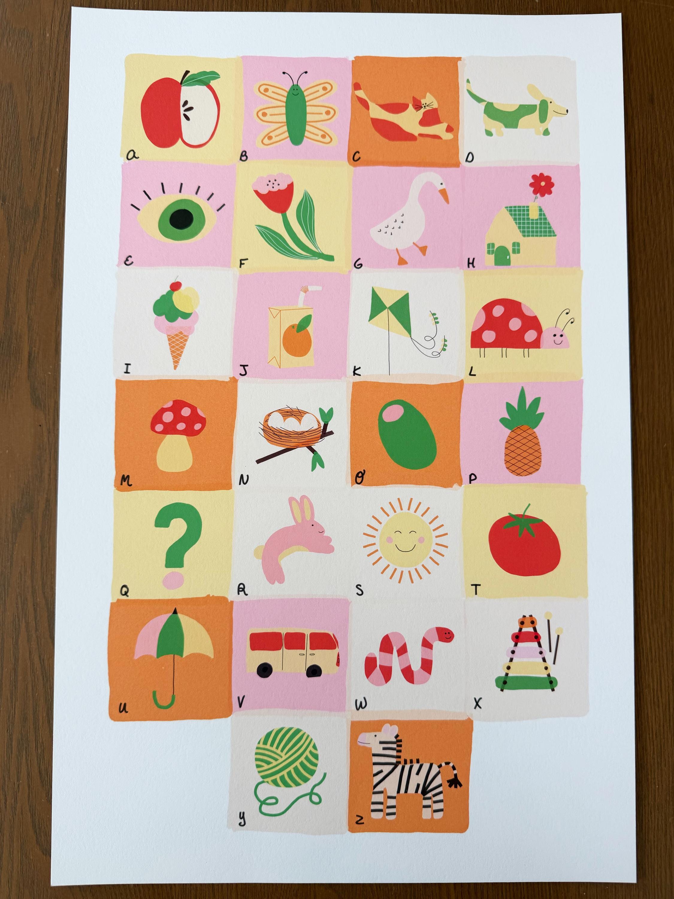 Nursery Alphabet Grid Print | ABC Wall Art | Kids Room - Etsy