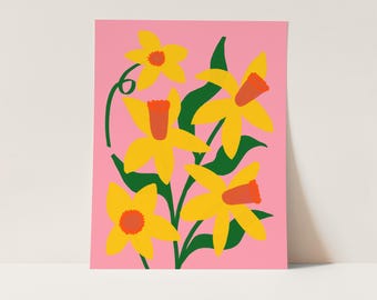 Daffodils Print | Spring Floral Art | Illustration | Bold | Wall Art | Home Decor | Print | Gift