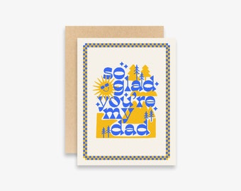 So Glad You're My Dad Card | Father's Day Card | Greeting Card | Colorful | Typography | Mountains