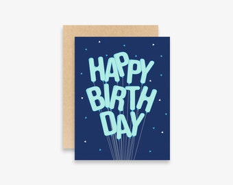 Birthday Card | Birthday Balloons Card | Greeting Card | Colorful | Typography