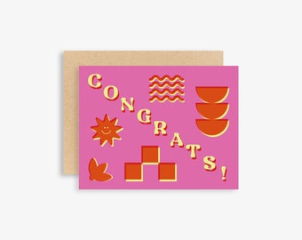 Congrats! Card | Greeting Card | Colorful | Typography