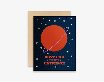 Best Dad in the Universe Card | Greeting Card | Father's Day Card | Planet | Outerspace | Universe