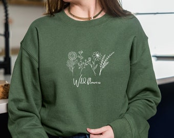 Wildflower Sweatshirt, Cute Flower Hoodie, Botanical sweatshirt, Women's Unisex Sweatshirt, Mother's Day Gift, garden sweatshirt