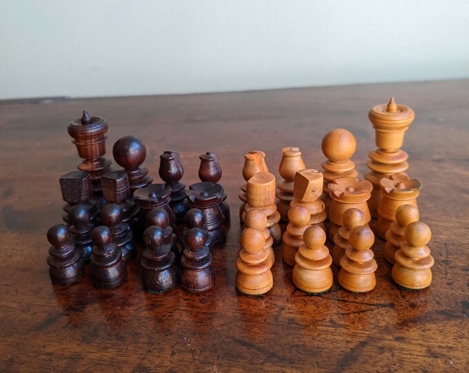 Antique Wooden Chess Set Etsy