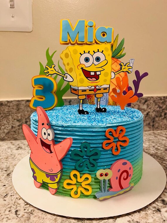 Spongebob Squarepants Cake Topper / Birthday Party Cake Topper Etsy